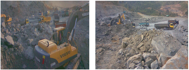 Sand Stones and Granite Rocks Production at Project Site